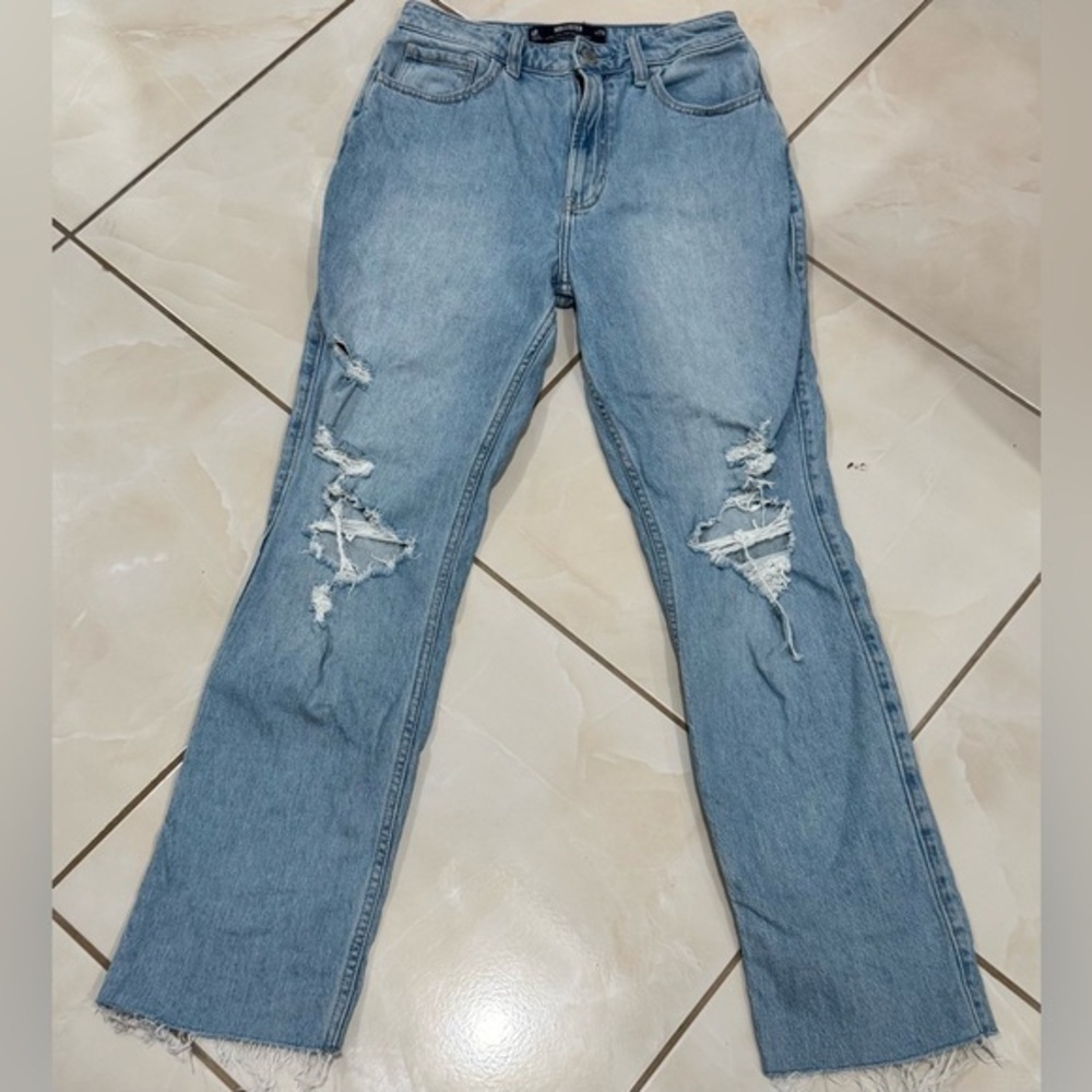 Hollister Blue Ripped Straight Jeans